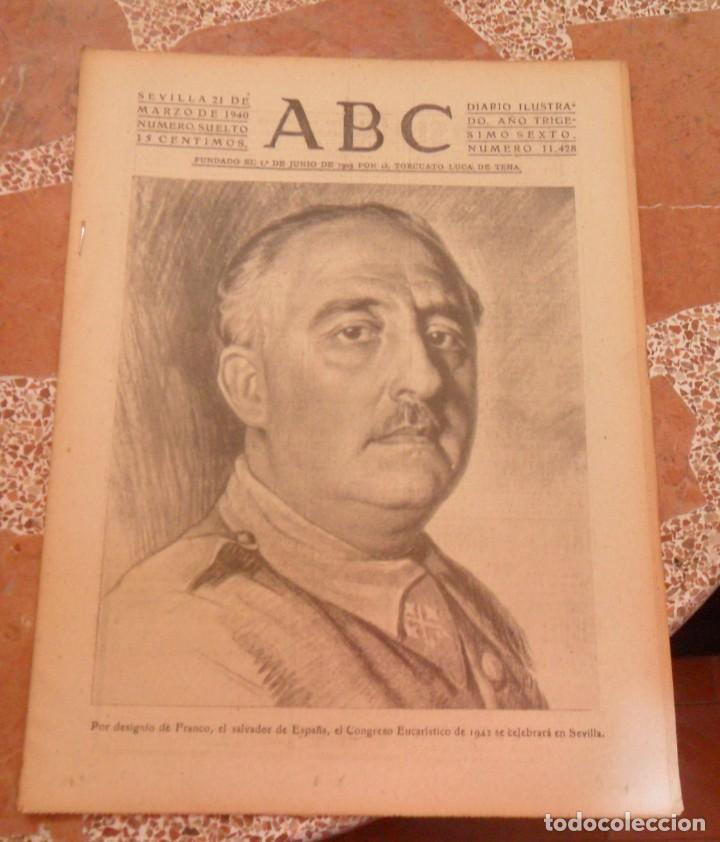 Coleccionismo de Revistas y Peri&oacute;dicos: ABC, 21 MARZO 1940, CONGRESO EUCARISTICO, CRONICA SEMANA SANTA SEVILLA, ETC..14 PAGINAS