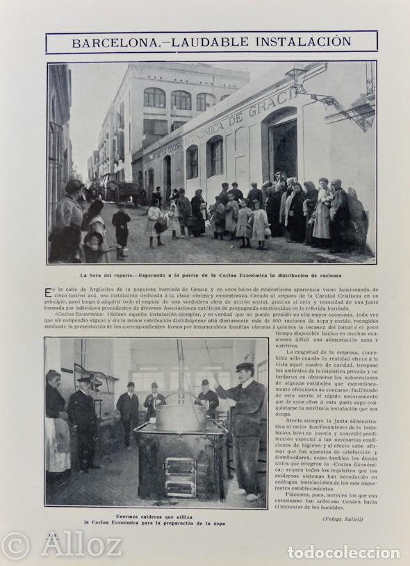 Coleccionismo de revistas y peri&oacute;dicos: RECORTES DE PRENSA LOCALES DE LA COCINA ECON&Oacute;MICA DE GRACIA.BARCELONA 1910..
