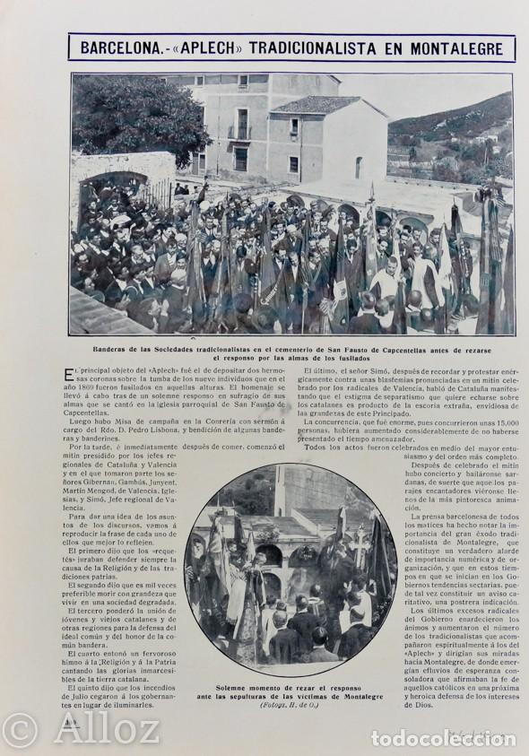 Coleccionismo de revistas y peri&oacute;dicos: RECORTES DE PRENSA TRADICIONALISTAS EN MONTEALEGRE &rdquo;REQUET&Eacute;S&rdquo;.BARCELONA 1910..