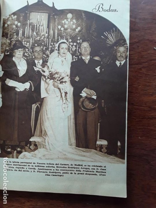 Collectionnisme de Revues et Journaux: BODA MERCEDES RODRIGUEZ ARREGUI CON DON JUAN BAUTISTA ARGUELLO Y GARCIA HOJA A&Ntilde;O 1935