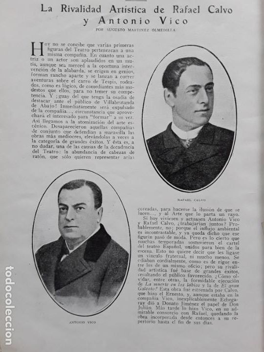 Collection Magazines and Newspapers: LA RIVALIDAD ARTISTICA DE RAFAEL CALVO Y ANTONIO VICO CARROZAS FUNEBRES 4 HOJAS REVISTA A&Ntilde;O 1928