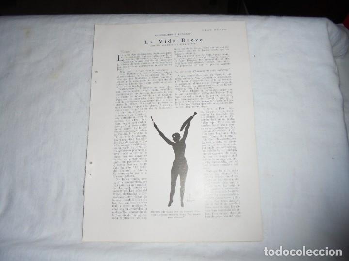 Colecionismo de Revistas e Jornais: CALENDARIO Y LUNARIO LA VIDA BREVE POR UN INGENIO DE LA CORTE HOJA DE REVISTA BLANCO Y NEGRO 1926