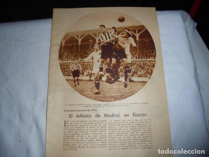 Collezionismo di Riviste e Giornali: PARTIDO ATHLETIC-VALENCIA EN BILBAO HOJA DE REVISTA BLANCO Y NEGRO 1934
