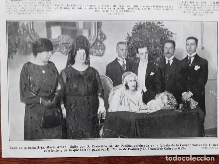 Collezionismo di Riviste e Giornali: BODA MARIA ARACELI GALLO CON DON FRANCISCO DE PADILLA IGLESIA CONCEPCION HOJA A&Ntilde;O 1922