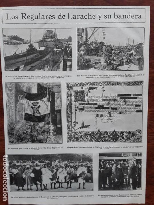 Collection Magazines and Newspapers: LOS REGULARES DE LARACHE Y SU BANDERA SEVILLA TENIENTE REGULARES GONZALEZ CARRASCO HOJA A&Ntilde;O 1922
