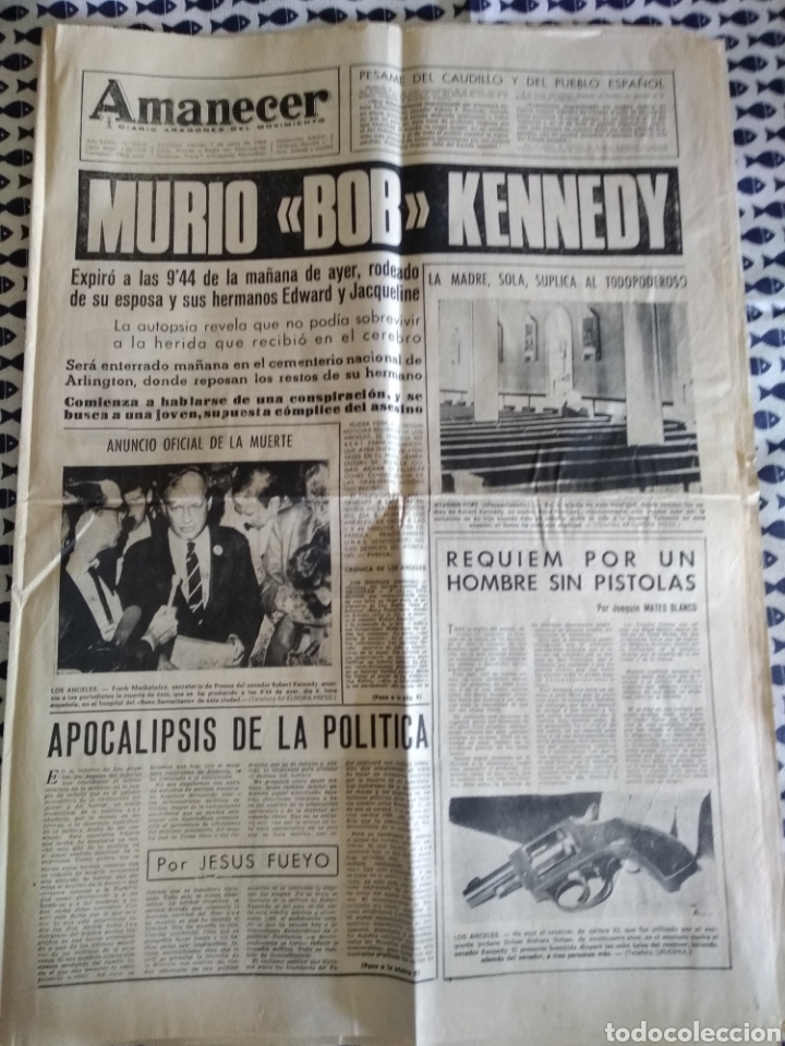 Coleccionismo de revistas y peri&oacute;dicos: Amanecer Diario aragon&eacute;s del movimiento. 7 junio 1963