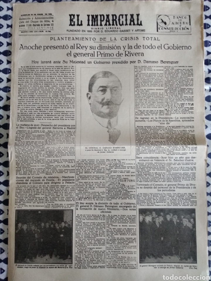 Coleccionismo de revistas y peri&oacute;dicos: EL IMPARCIAL.29 DE ENERO 1930. DIARIO LIBERAL