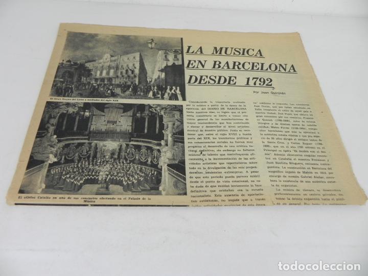 Coleccionismo de revistas y peri&oacute;dicos: 12 P&Aacute;GINAS (PERI&Oacute;DICO 1967 ?) LA M&Uacute;SICA EN BARCELONA DESDE 1792 + OTROS TEMAS Y PUBLICIDAD &Eacute;POCA