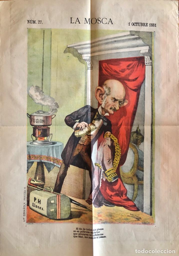 Collezionismo di Riviste e Giornali: LA MOSCA- PERIODICO POLITICO JOCO SERIO- LITOGRAFIA COLOR- N&ordm; 27 BARCELONA 1881