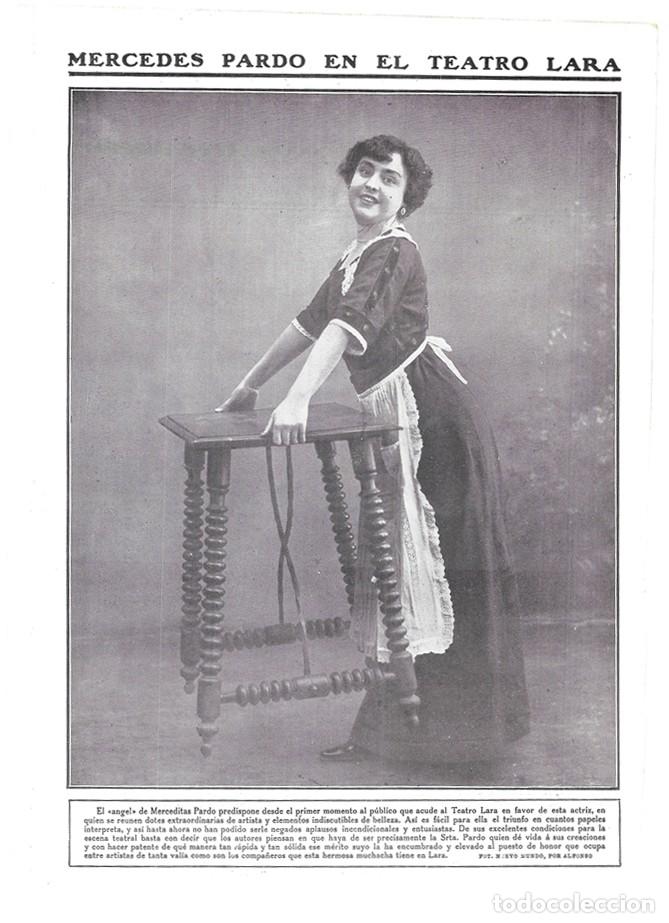Coleccionismo de revistas y peri&oacute;dicos: 1911 HOJA REVISTA MADRID TEATRO LARA ACTRIL MERCEDES PARDO CON MESA ALFONSINA
