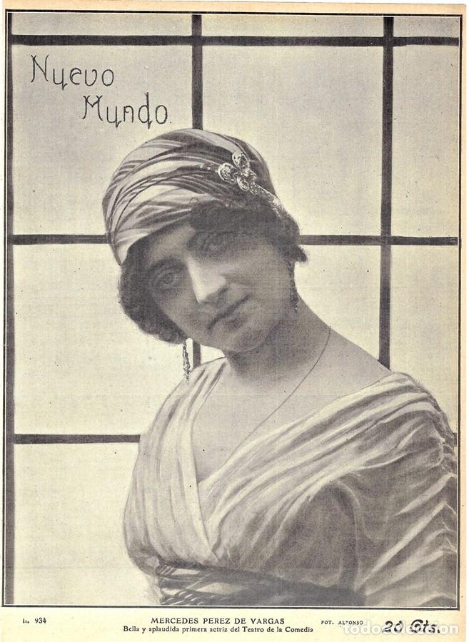 Coleccionismo de revistas y peri&oacute;dicos: 1911 HOJA REVISTA MADRID MERCEDES P&Eacute;REZ DE VARGAS PRIMERA ACTRIZ TEATRO DE LA COMEDIA