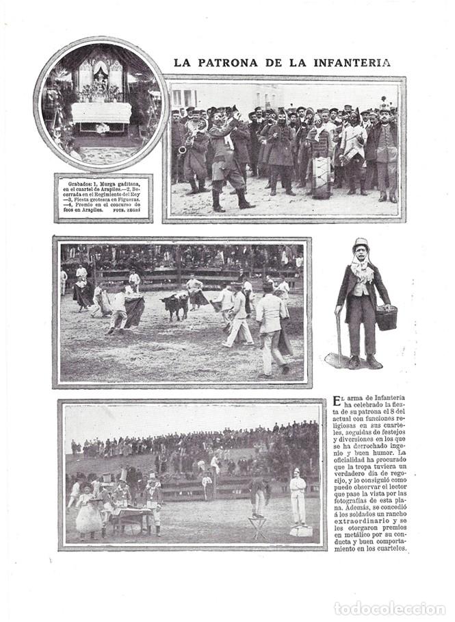 Coleccionismo de Revistas y Peri&oacute;dicos: 1911 HOJA REVISTA D&Iacute;A DE LA PATRONA DE INFANTER&Iacute;A ARAPILES MURGA GADITANA, BECERRADA FIESTA FIGUERAS