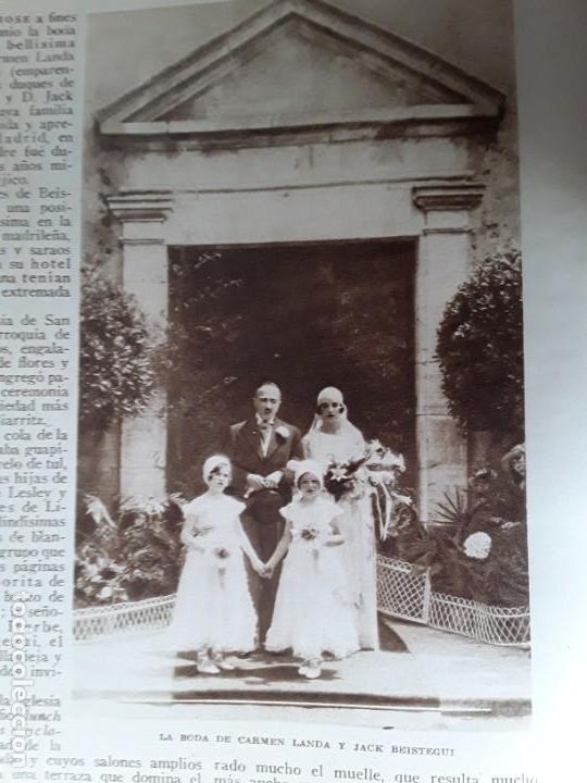 Colecionismo de Revistas e Jornais: BODA DE CARMEN LANDA Y JACK BEISTEGUI 2 HOJAS A&Ntilde;O 1929
