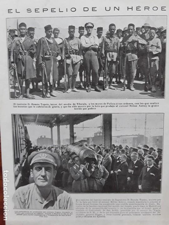 Collezionismo di Riviste e Giornali: SEPELIO DE UN HEROE RAMON TOPETE HEROE ASEDIO TIFARUIN CORONEL MILLAN ASTRAY HOJA A&Ntilde;O 1924