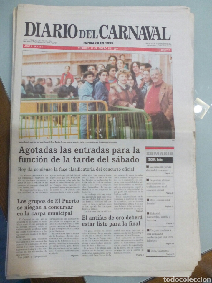 Coleccionismo de Revistas y Peri&oacute;dicos: Diario del Carnaval de C&aacute;diz 1997
