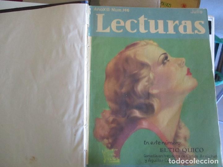 Coleccionismo de revistas y peri&oacute;dicos: ANTIGUO TOMO REVISTA LECTURAS DE JULIO A DICIEMBRE 1933. SEIS REVISTAS ENCUADERNADAS EN UN TOMO.