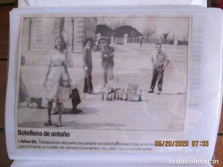 Coleccionismo de Revistas y Peri&oacute;dicos: RECORTE DE PERI&Oacute;DICO - SEVILLA - AVDA. DE LA RAZA, BOTELLONA DE ANTA&Ntilde;O CRUZCAMPO - A&Ntilde;OS 50.