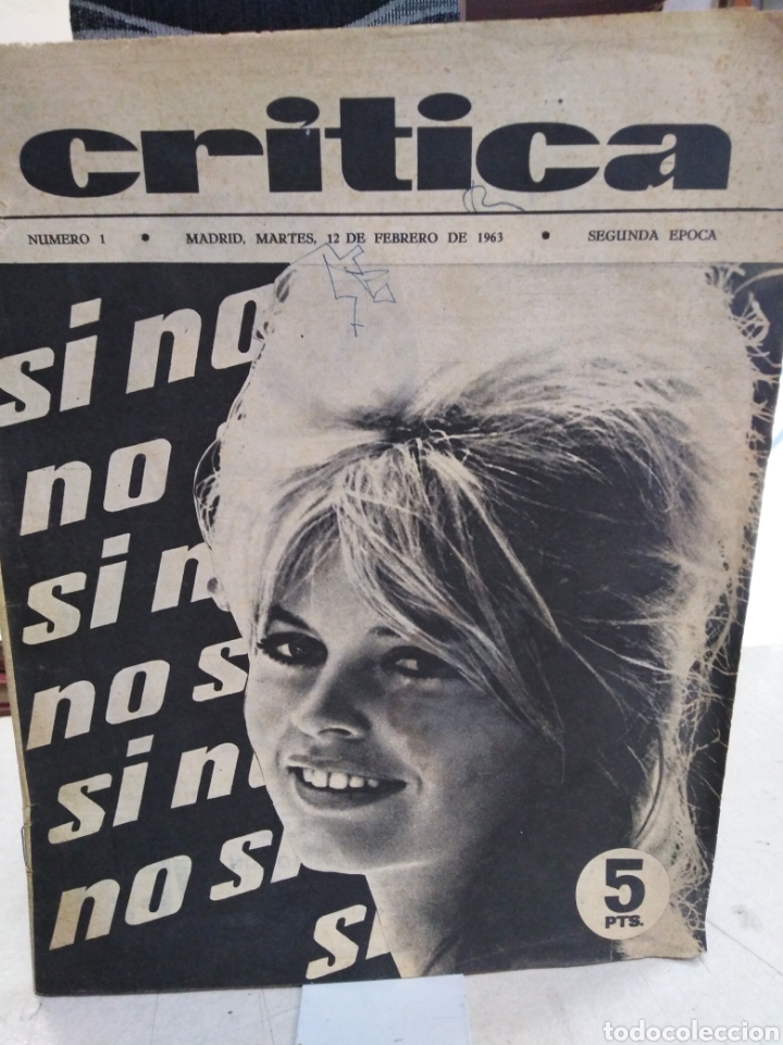 Coleccionismo de Revistas y Peri&oacute;dicos: CRITICA-N&deg;1,12/1/63,SEGUNDA &Eacute;POCA,EL CORDOB&Eacute;S,BRIGITTE BARDOT,LIGA DE 1 DIVISI&Oacute;N