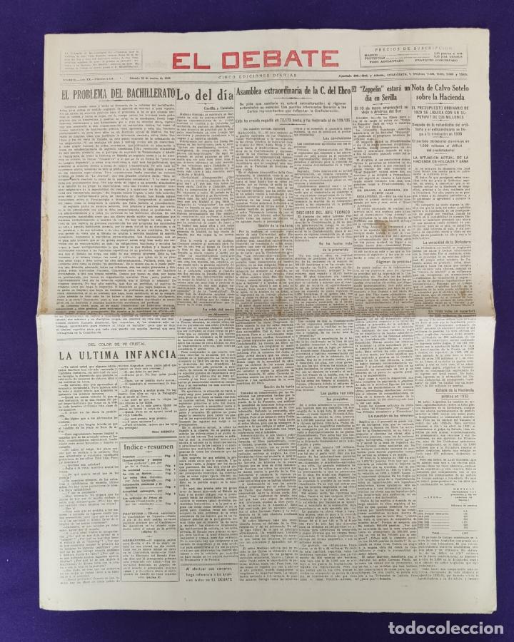Coleccionismo de revistas y peri&oacute;dicos: ANTIGUO PERIODICO EL DEBATE. MADRID 22 DE MARZO DE 1930. N&ordm; 6.454.