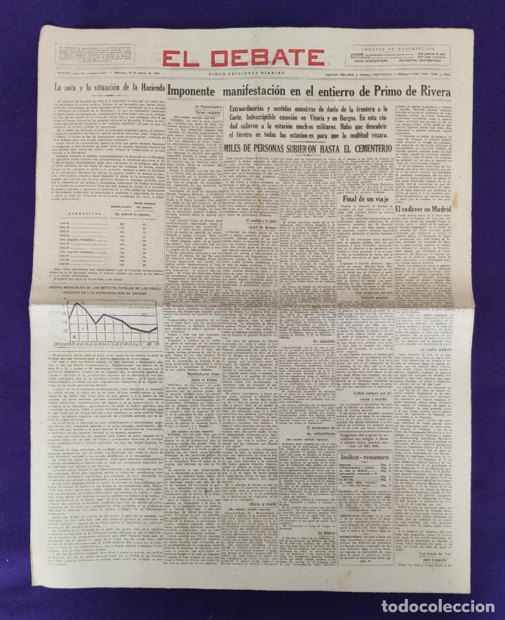 Coleccionismo de revistas y peri&oacute;dicos: ANTIGUO PERIODICO EL DEBATE. MADRID 19 DE MARZO DE 1930. N&ordm; 6.451.