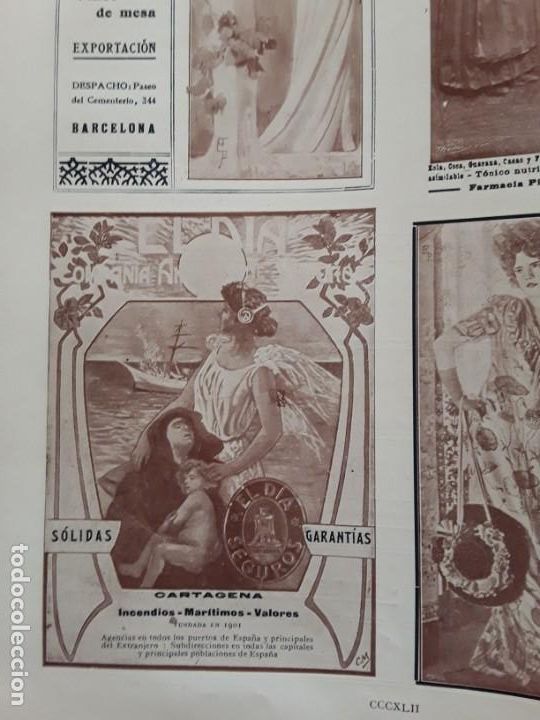 Collezionismo di Riviste e Giornali: EL DIA COMPA&Ntilde;IA ANONIMA DE SEGUROS CARTAGENA EL DIA SEGUROS EN COLOR HOJA PUBLICIDAD A&Ntilde;O 1910