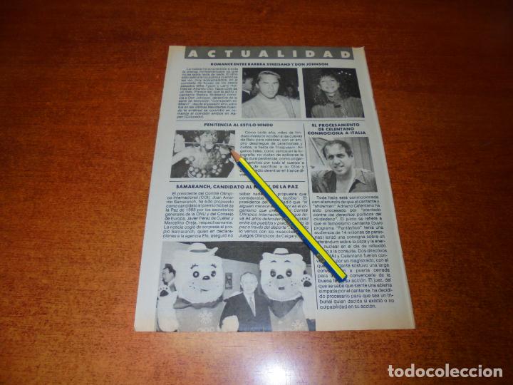 Coleccionismo de Revistas y Peri&oacute;dicos: CLIPPING 1988: BARBRA STREISAND Y DON JOHNSON - ADRIANO CELENTANO - SAMARANCH CANDIDATO AL NOBEL DE