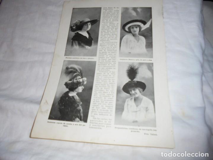 Coleccionismo de Revistas y Peri&oacute;dicos: MODA FEMENINA SOMBREROS HOJA DE REVISTA BLANCO Y NEGRO 1912