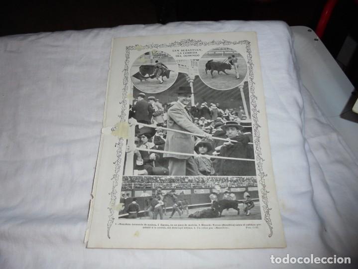 Coleccionismo de revistas y peri&oacute;dicos: S.SEBASTIAN LA CORRIDA DEL DOMINGO.MANOLETE.BOMBITA,GAONA HOJA DE REVISTA BLANCO Y NEGRO 1912
