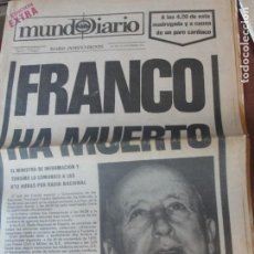 Coleccionismo de Revistas y Periódicos: MUNDO DIARIO FRANCO HA MUERTO 20 NOVIEMBRE 1975 EXTRA - SIN USAR - STOCK QUIOSCO. Lote 206146506