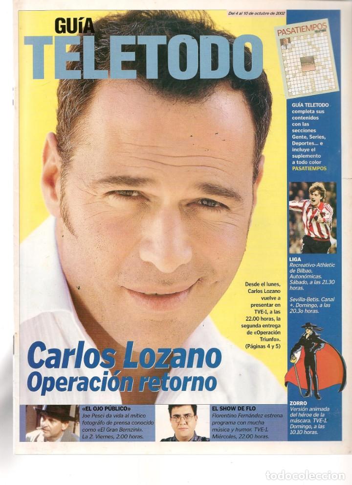 Coleccionismo de Revistas y Peri&oacute;dicos: GU&Iacute;A TELETODO. JULIO IGLESIAS/ JOS&Eacute; SACRISTAN / OPERACI&Oacute;N TRIUNFO/ 4 OCT. 2002.(ST/P)