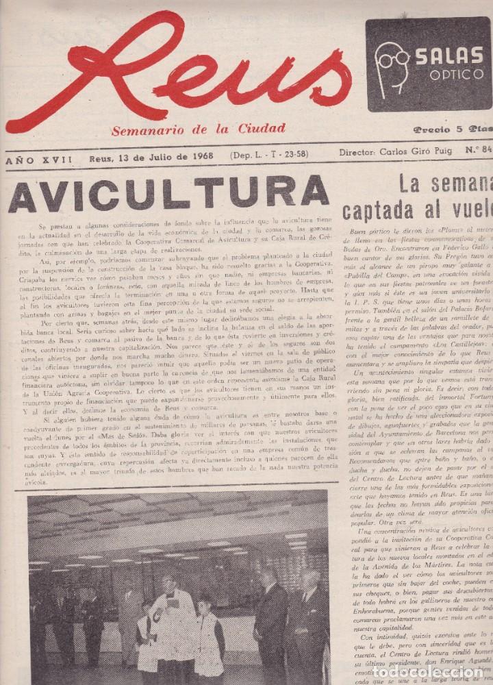Coleccionismo de revistas y peri&oacute;dicos: Semanario Reus 1968 Avicultura Bodas de Oro del club Nataci&oacute;n Reus ploms