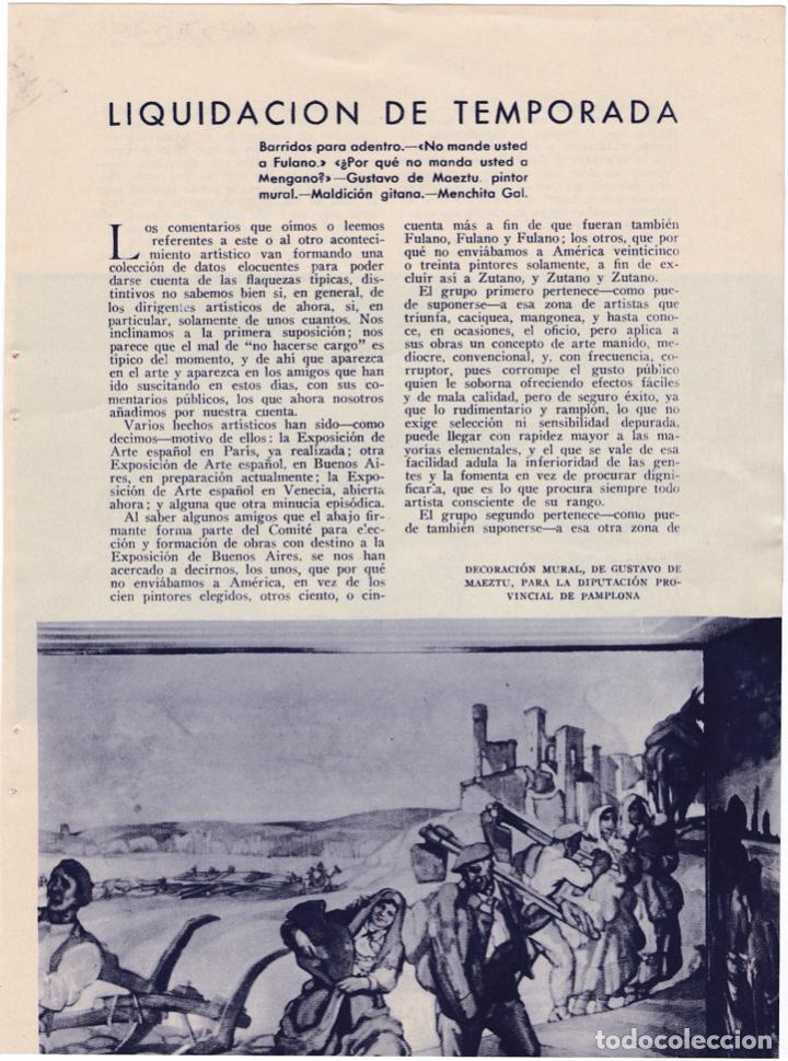 Coleccionismo de Revistas y Peri&oacute;dicos: * ARTE * Obras de Gustavo de Maeztu, Menchu Gal, Mariano Orgaz, Lilia B&uuml;sse - 1936