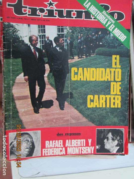 Coleccionismo de Revistas y Peri&oacute;dicos: TRIUNFO REVISTA N&ordm; 745 -07-05-1977 - RAFAEL ALBERTI Y FEDERICA MONTSENY - CARTE