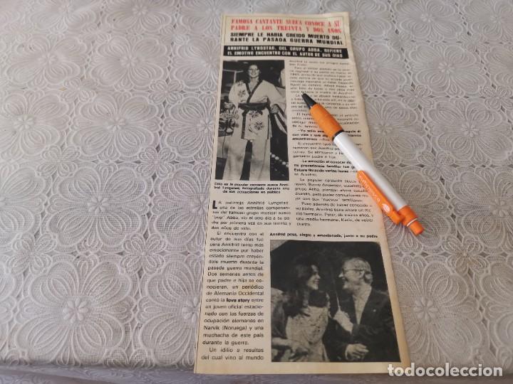 Coleccionismo de Revistas y Peri&oacute;dicos: ANNIFRID LYNGSTAD DEL GRUPO ABBA REENCUENTRO CON SU PADRE RECORTE REVISTA 1977