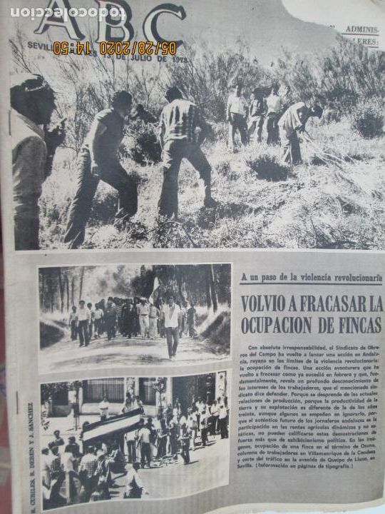 Coleccionismo de Revistas y Peri&oacute;dicos: ABC DIARIO 13-07-1978 VOLVIO A FRACASAR LA OCUPACION DE FINCAS