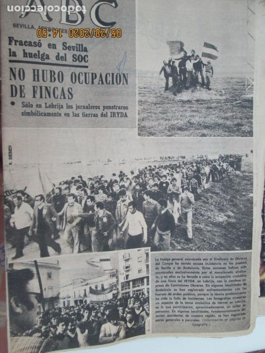 Coleccionismo de Revistas y Peri&oacute;dicos: ABC DIARIO 01-03-1978 - FRACASO EN SEVILLA LA HUELGA DEL SOC