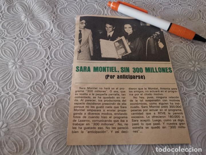 Coleccionismo de revistas y peri&oacute;dicos: SARA MONTIEL SIN 300 MILLONES RECORTE REVISTA 1977
