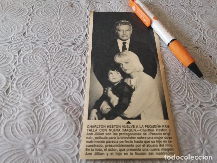 Coleccionismo de Revistas y Peri&oacute;dicos: CHARLTON HESTON VUELVE A LA PANTALLA RECORTE REVISTA 1989