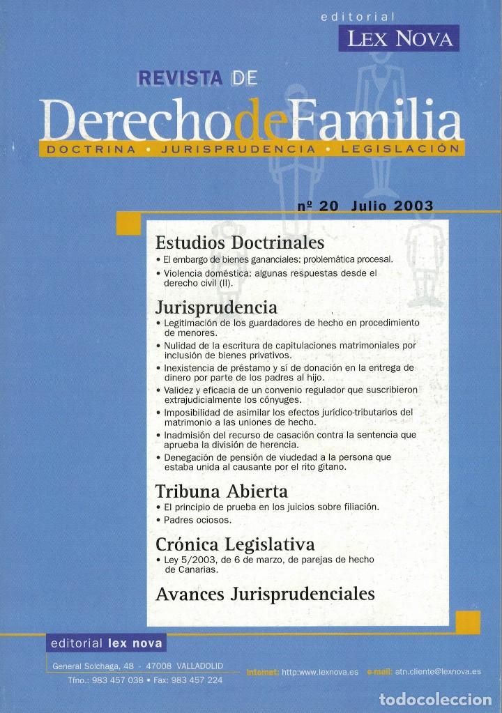 Collezionismo di Riviste e Giornali: Revista de Derecho de Familia N&ordm; 20