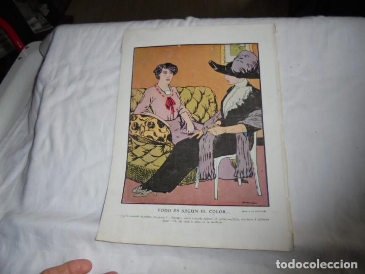 Coleccionismo de Revistas y Peri&oacute;dicos: TODO ES SEGUN EL COLOR DIBUJO DE MANCHON HOJA DE REVISTA BLANCO Y NEGRO 1912