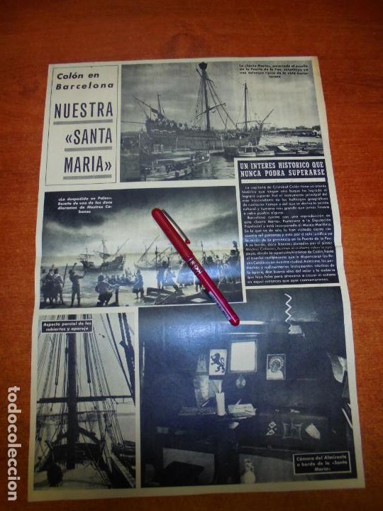 Coleccionismo de Revistas y Peri&oacute;dicos: RETAL 1965: BARCELONA, LA CARABELA CAPITANA DE CRISTOBAL COL&Oacute;N SANTA MAR&Iacute;A EN EL PUERTO DE LA PAZ.