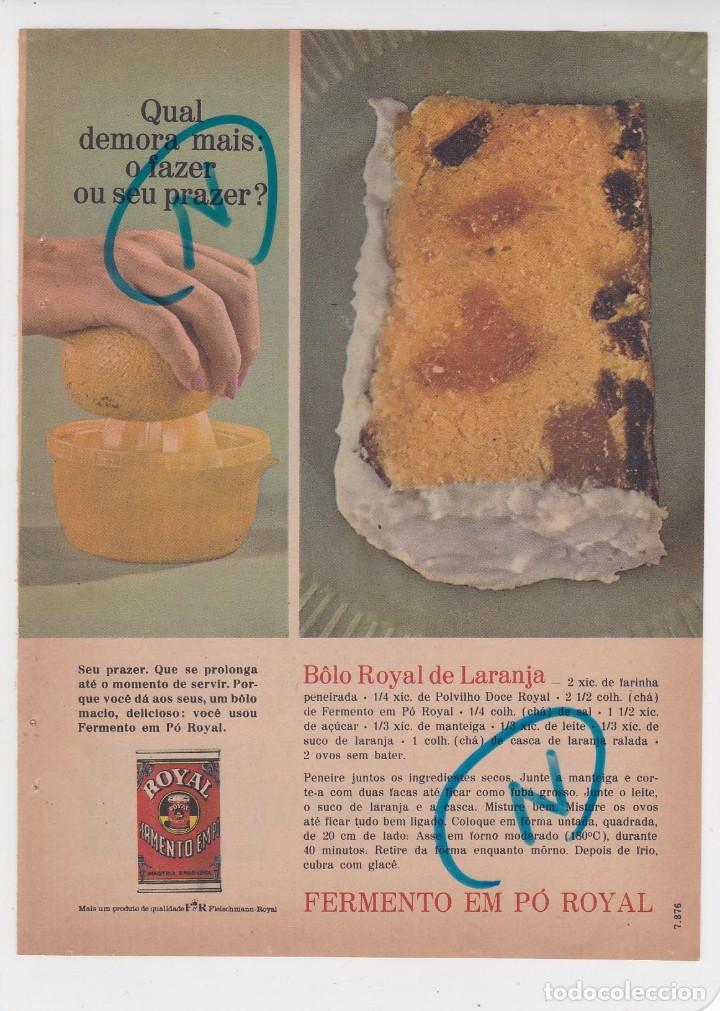 Collection Magazines and Newspapers: PUBLICIDAD BRASIL 1966. ANUNCIO LEVADURA ROYAL - TELEVISORES TELEFUNKEN (REVERSO)