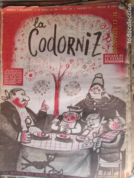 Coleccionismo de revistas y peri&oacute;dicos: LA CODORNIZ N&ordm;949 - 24-01-1960- LA REVISTA MAS AUDAZ PARA EL LECTOR MAS INTELIGENTE