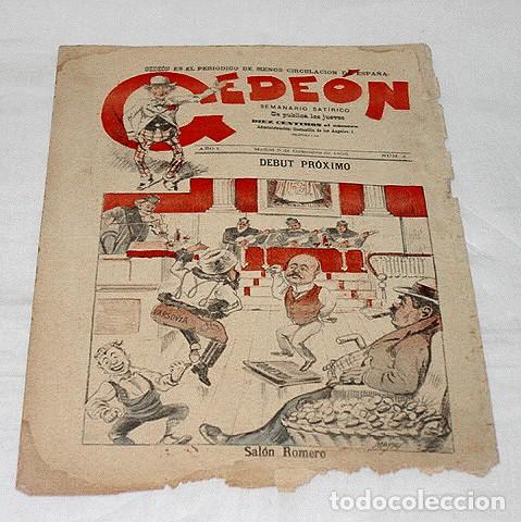Sammeln von Zeitschriften und Zeitungen: GEDE&Oacute;N N&ordm; 4-A&Ntilde;O 1895-DIBUJOS POR MOYA Y SILENO. HUMOR SAT&Iacute;RICO POL&Iacute;TICA-SALON ROMERO-LITERATOS-PAVOS