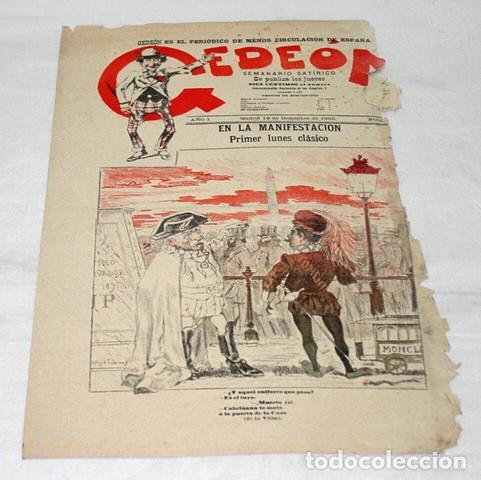 Sammeln von Zeitschriften und Zeitungen: GEDE&Oacute;N N&ordm; 5-A&Ntilde;O 1895-DIBUJOS POR MOYA-SILENO-HUMOR POL&Iacute;TICA-EN LA MANIFESTACION-CARICATURAS CIBELES