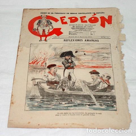 Sammeln von Zeitschriften und Zeitungen: GEDE&Oacute;N N&ordm; 11. A&Ntilde;O 1896-DIBUJOS-MOYA Y SILENO. HUMOR SAT&Iacute;RICO POL&Iacute;TICA-REFLEXIONES AMARGAS-EL GENERAL