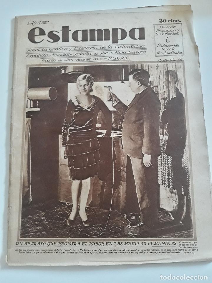 Coleccionismo de Revistas y Peri&oacute;dicos: ESTAMPA N&ordm; 65 (02/04/29) - Aviaci&oacute;n - La caza de Tunney - Angulas de aquinaca - La caramelada