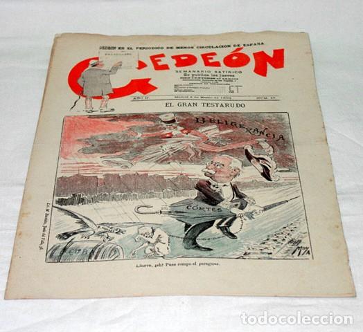 Sammeln von Zeitschriften und Zeitungen: GEDE&Oacute;N N&ordm; 17-1896-DIBUJOS MOYA-SILENO-HUMOR SAT&Iacute;RICO POL&Iacute;TICA-SEMANARIO-REVISTA-PERIODICO-CARICATURA