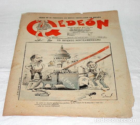 Colecionismo de Revistas e Jornais: GEDE&Oacute;N N&ordm; 22-1896-DIBUJOS MOYA-SILENO-HUMOR SAT&Iacute;RICO POL&Iacute;TICA-SEMANARIO-REVISTA-PERIODICO-CARICATURA