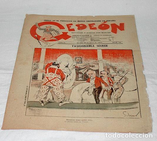 Sammeln von Zeitschriften und Zeitungen: GEDE&Oacute;N N&ordm; 24-1896-DIBUJOS MOYA-SILENO-HUMOR SAT&Iacute;RICO POL&Iacute;TICA-SEMANARIO-REVISTA-PERIODICO-CARICATURA